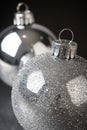 A detailed view of a shiny silver Christmas tree decoration Royalty Free Stock Photo