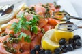 Detailed view of sliced salmon Trinley Royalty Free Stock Photo