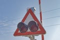 Snow-Capped Railway Crossing Sign in Dugo Selo, Croatia
