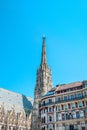 A detailed view of the South tower of the St. Stephen\'s Cathedral