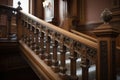 detailed view of a staircase with intricate handrails and banisters