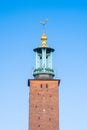 Detailed view of Stockholm City Hall tower in Sweden Royalty Free Stock Photo