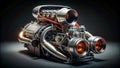 A Detailed View of a Supercharged Hot Rod Engine Bay Stunning Performance and Precision Engineering on Display Royalty Free Stock Photo