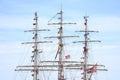 Aberdeen 22 July 2025 Scotland.Intricate Masts and Flags against the sky at Aberdeen Tall Ships Royalty Free Stock Photo