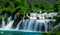 Detailed view of terraced waterfall at Krka National Park Croatia Royalty Free Stock Photo