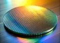 Detailed View of a Thin Silicon Semiconductor Wafer Slice Exploring Semiconductor Material Structure and Fabrication