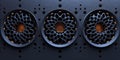 Detailed view of three speakers mounted on a wall Royalty Free Stock Photo