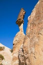 Detailed view top of the famous Fairy Chimneys or Multihead stone mushrooms in Pasaba Valley near Goreme. Blue sky background. Royalty Free Stock Photo