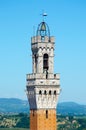 Detailed view of Torre del Mangia, city tower in Siena, Tuscany region, Italy, Europe Royalty Free Stock Photo