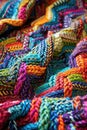 Close Up of Colorful Knitted Blanket