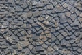 Detailed view of wall texture randomly lined with slate panels, typical and traditional shale stone material, used as external Royalty Free Stock Photo