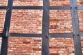 Detailed view of weathered half-timbering brick wall textures found in northern germany Royalty Free Stock Photo