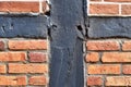 Detailed view of weathered half-timbering brick wall textures found in northern germany Royalty Free Stock Photo