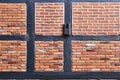Detailed view of weathered half-timbering brick wall textures found in northern germany Royalty Free Stock Photo