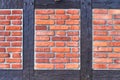 Detailed view of weathered half-timbering brick wall textures found in northern germany Royalty Free Stock Photo