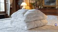 Detailed view of the white mattress protector on a bed for enhanced search relevance