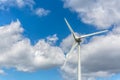 Detailed view of a wind turbines on top of mountains