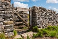 Detailed view of a wooden farm gate leading to a public footpath in the dales. Royalty Free Stock Photo