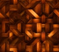 Intricate wooden weave pattern with warm tones and complex interlocking design elements visible here Royalty Free Stock Photo