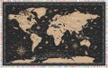 Vintage Black Golden World Map - Vector Illustration Royalty Free Stock Photo