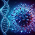 Detailed Virus and DNA Strand Representation Royalty Free Stock Photo