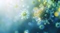 Detailed virus-like particles, simulating a close-up view of a microscopic world