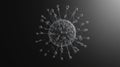 Minimalistic graphical representation of a virus structure against a dark background. Generative AI