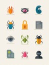 Detailed Visual Representation of Various Types of Malware Using Neutral Icons for Easy Identification and Understanding Royalty Free Stock Photo