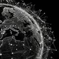 A Detailed Visualization of a Global Network with Interconnected Nodes and Lines Representing Data Flow Across the World Royalty Free Stock Photo