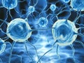Detailed visualization of neural cells with synaptic connections highlighting microscopic brain functionality communication and