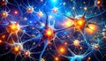 Abstract representation of a neural network with glowing connections and energy neuron brain Royalty Free Stock Photo
