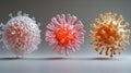 Detailed visualization of virus structures depicting microscopic forms in diverse colors