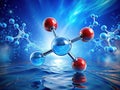 Detailed Visualization of a Water Molecule Exploring Polarity Bonding and Structure for Science Education Royalty Free Stock Photo