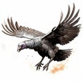 Detailed Vulture Illustration With Explosive Pigmentation