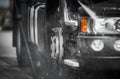 Detailed Washing Semi Truck Using Pressure Washer Royalty Free Stock Photo