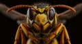 Close-up Portrait of a Wasp with Striking Yellow and Black Markings Royalty Free Stock Photo