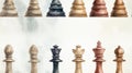 Detailed Watercolor Chess Pieces Seamless Pattern AI Generated