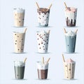 Detailed of Watercolor milkshake, Slurpee, frappe set clipart set graphic clipart Royalty Free Stock Photo