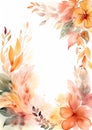 Card border: Watercolor Painting of Flowers on White Background Royalty Free Stock Photo