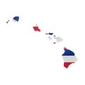 Waving flag map of Hawaii. Vector illustration