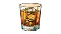 Detailed Whiskey Glass with Ice Cubes on White Background for Alcoholic Beverage Concept Royalty Free Stock Photo