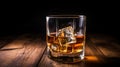 Detailed Whiskey Glass with Ice Cubes on White Background for Alcoholic Beverage Concept