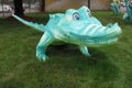 Green and White Fabric Alligator on Green Grass Royalty Free Stock Photo