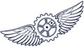 Detailed Winged Gear. Mechanical Engineering Symbol, vector design Generative AI Royalty Free Stock Photo