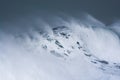 Detailed winter storm wave breaking and splashing on shore Royalty Free Stock Photo