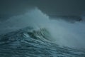 Detailed winter storm wave breaking and splashing on shore Royalty Free Stock Photo