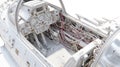 Jet Cockpit Interior Wireframe 3D Model, Fighter Plane Dashboard and Wiring Royalty Free Stock Photo