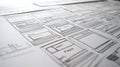 Detailed Wireframe Layout for Website with a Focus on User Navigation and Interface Design for Enhanced User Experience and Royalty Free Stock Photo