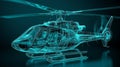 Wireframe representation of a modern helicopter illustrating technology and design concepts Royalty Free Stock Photo