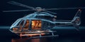 Wireframe representation of a modern helicopter illustrating technology and design concepts Royalty Free Stock Photo